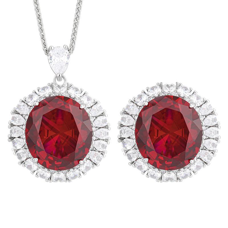 Jewelry Copper Bottom Gold Plating Simulation Red Corundum Luxury Stone 18 * 20