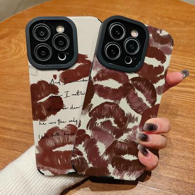 Pionowy wzór słojów skóry Czerwone Usta Nadruk Wzór Miękki Silikonowy Pokrowiec z Ochroną Obiektywu Aparatu Pełna Ochrona dla iPhone