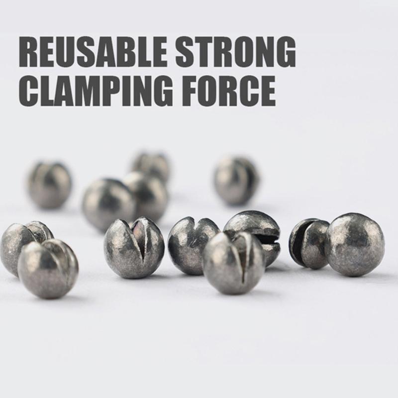 100pcs Fishing Weights Sinkers Fishing Tackle Accessories Open Mouth Design Weights Split Shot Fishing Sinkers 5 Sizes