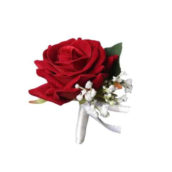 Europäisches Weißes Rosen-Anstecker & Handgelenk-Gesteck Set, Künstliche Seidenblume für Bräutigam Braut Brautjungfer, Outdoor-Hochzeitsfeier Dekoration
