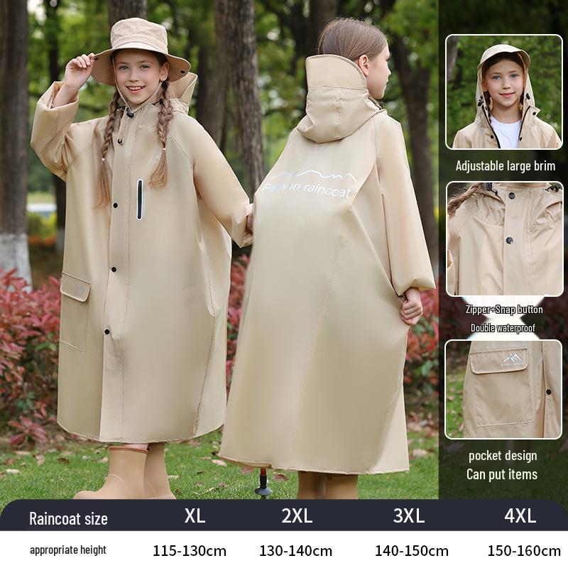 Kinder Unisex Langer Dicker Wasserdichter Poncho für Schule und Radfahren