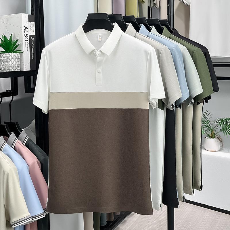 

Men s White & Brown Color Block Short Sleeve Polo Shirt L белый