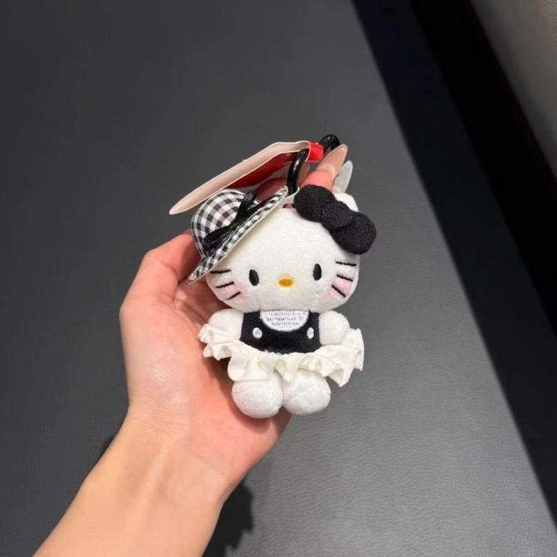 Summer Cat Plush Keychain Cartoon Kt Cat Stuffed Doll Keyring Lovely Bag Pendant Bag Hanging Decoration Gift