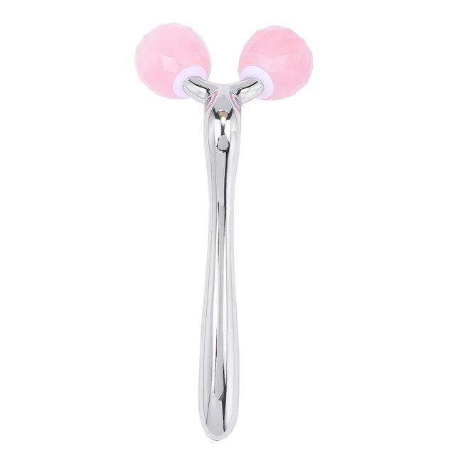 

3D Roller Jade Massager For Face Rose Quartz Natural Stone Facial Massage 360 Rotate Wrinkles Remove Skin Care Lifting Tool срібний