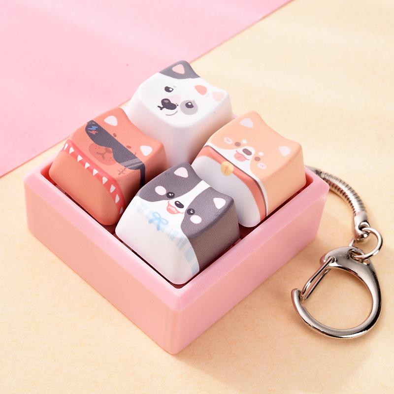 Cute Dog Squeeze Keychain Creative Stress Relief Fidget Pendant Mini Sensory Toy for Handbags Kids Party Gifts