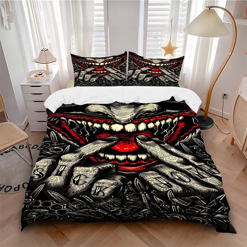

3pcs Horror Pattern Bedding Set, Includes 1 Comforter + 2 Pillowcases, Without Pillow Inserts, Soft Comfortable, Lightweight Breathable084 135x200cm