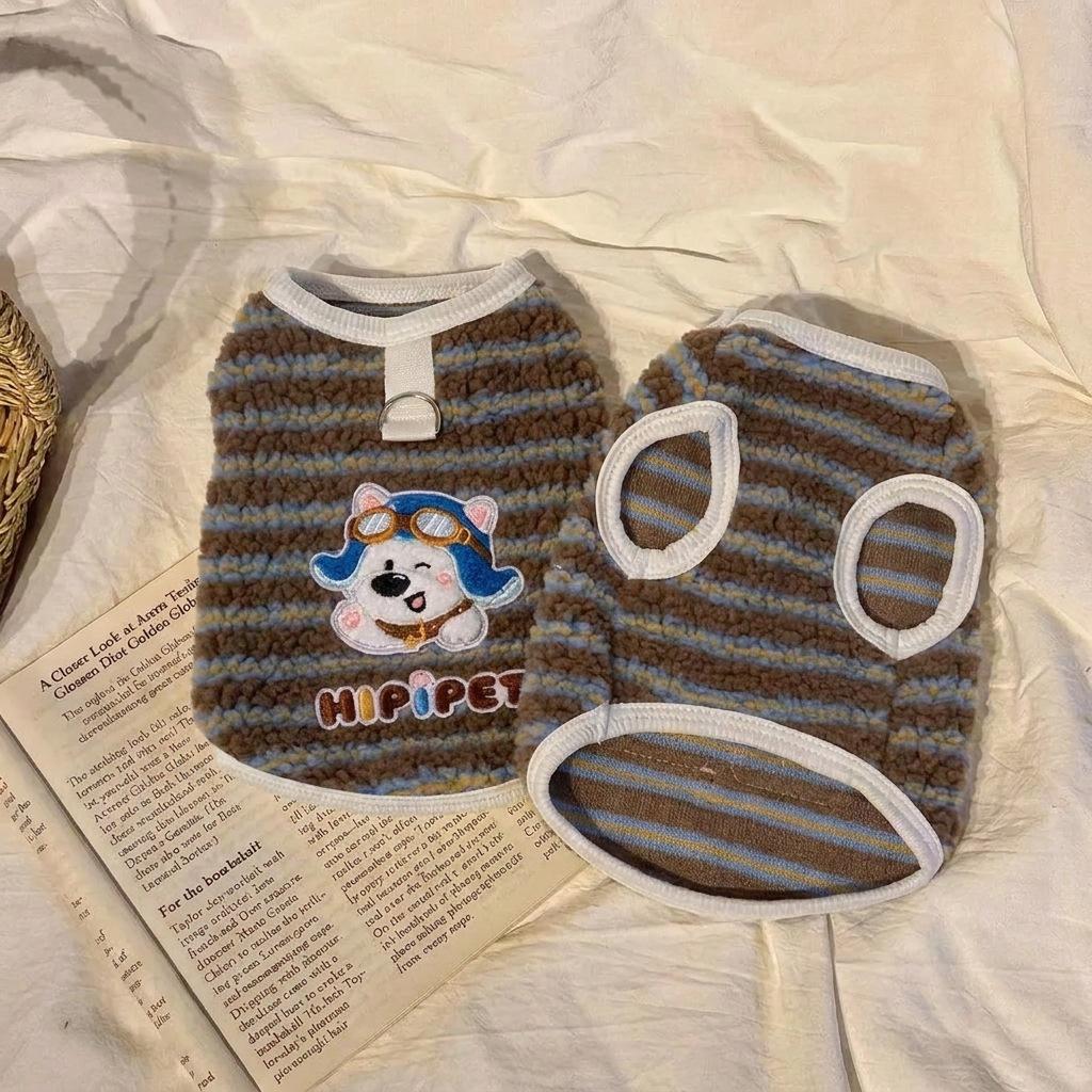 Autumn and winter dog clothes, thickened warm, quilted cotton pockets, traction cat pets, bear four-legged cotton-padded clothes, dog clothes.