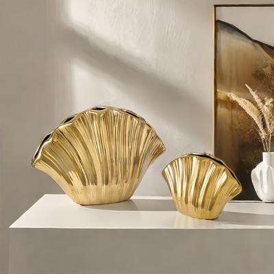 Golden Shell Ceramic Vase Colorful Gradient Shell Snail Flowerpot Flower Arrangement Accessories Home Decoration Flower Vase