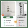 Bathroom Adjustable Tension Pole Corner Shower Caddy with ABS Rustproof Stainless Steel No Drill Shower Large Shower Storage Shelf for Rack, 140-310cm