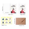 6Pcs Christmas Card Set with Envelopes & Stickers Minimalist Gold Black Tree Snowman Reindeer Holiday Greeting Cards