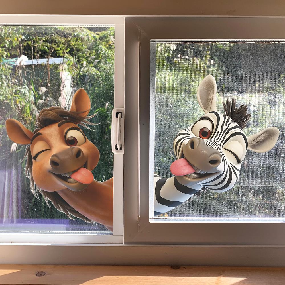 Cartoon Cute Funny Pony Static Cling Window Glass Sticker Home Decor