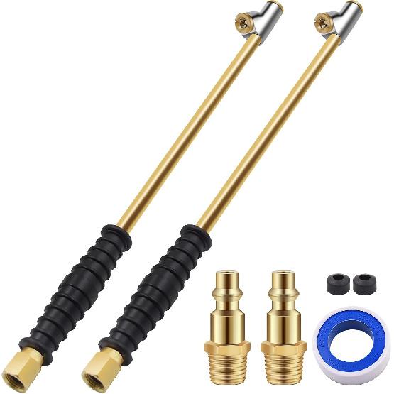 SAFELIFE 16-1/4 Extended Dual Head Air Chuck For Semi Trucks Dually Tires, 1/4 FNPT Heavy Duty Lock On Tire Inflate Chuck W/Quick Plug - 2 PCS