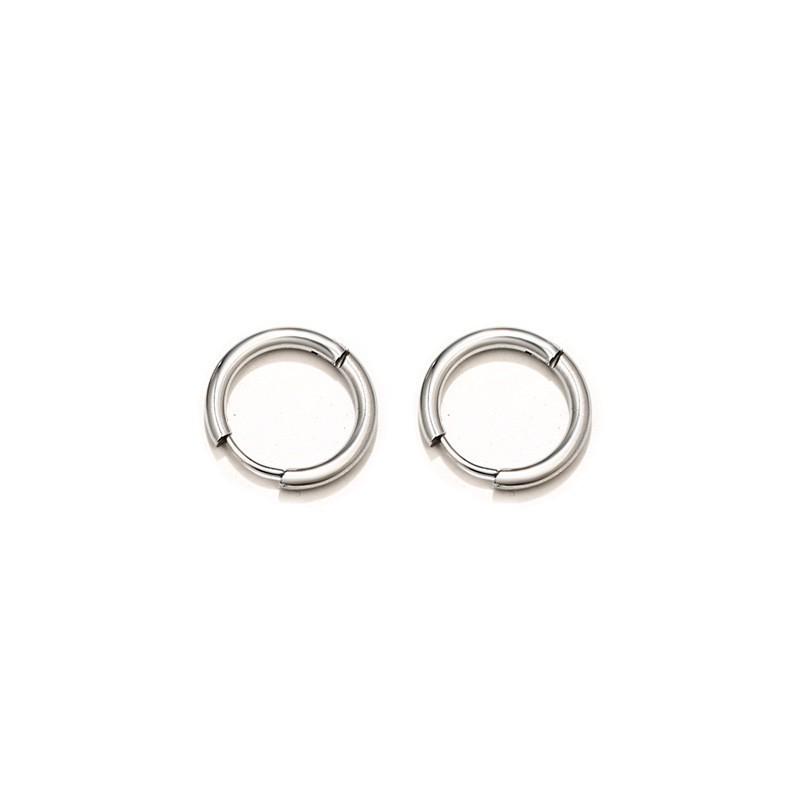 Stainless Steel Double-Sided Round Wire Earrings - European and American Fashion, Versatile and Simple Ins Style