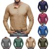 Men's Solid Color Long Sleeve T-Shirt Shirt Men's Casual Sports Top - Seven Buttons