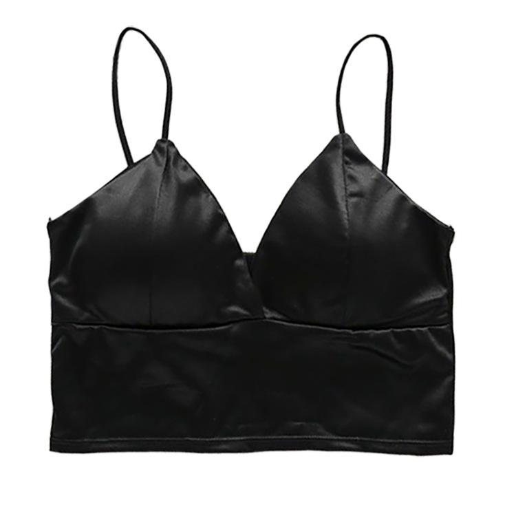 Letní hedvábné podprsenky Push Up Triangle pro ženy Sexy plážové bikiny Crop Tops s výstřihem do V