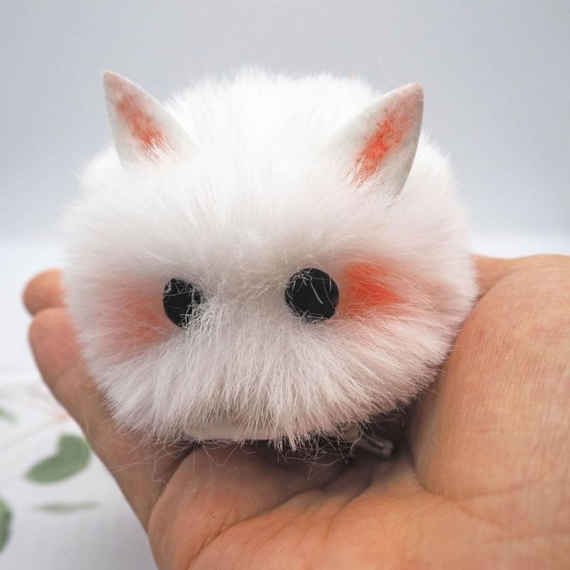 Cute Plush Balls Keychain Cartoon Cat Pendant Keyrings Blusher Toy Animal Couple Key Rings for Backpacks and Phone