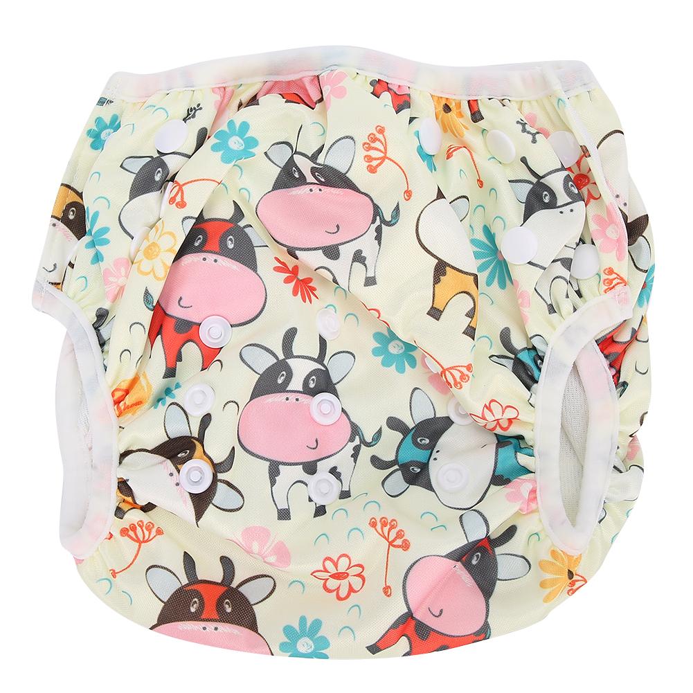 Baby Swimming Diaper Cartoon Floral Pattern Washable Waterproof Unisex Baby Diaper XL