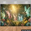 2D Verzauberter Wald Fee Kulisse Blumige Sonnenlicht Party Foto Booth Banner