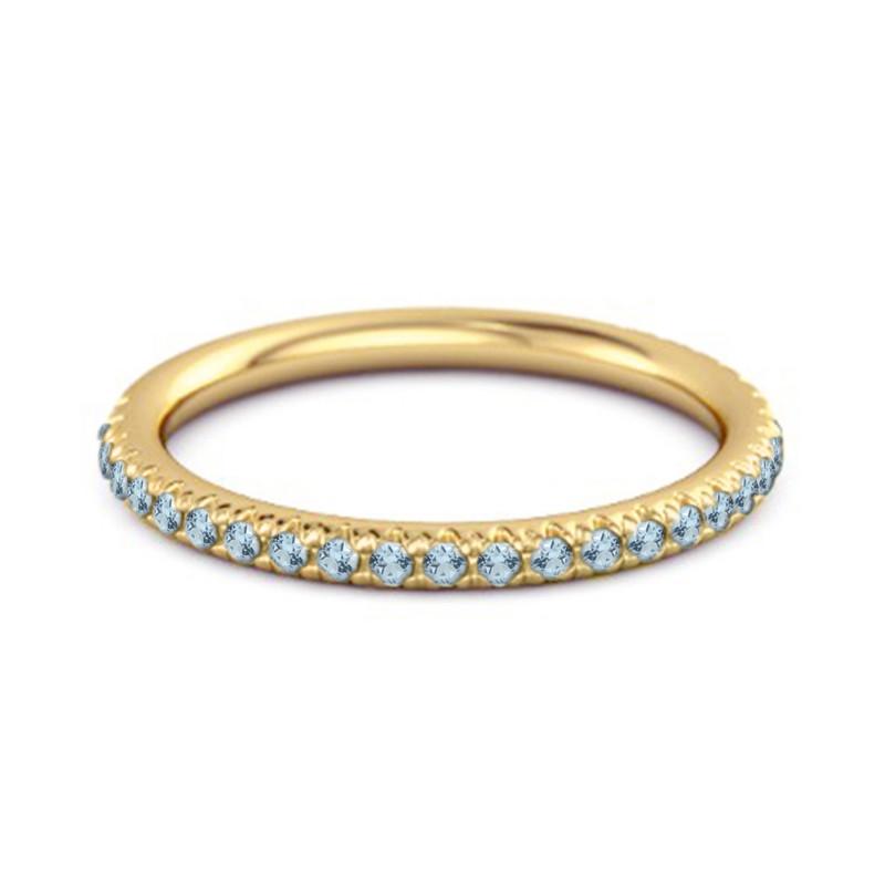 Blue Topaz Eternity Band Ring -925 Sterling Silver Gold Vermeil