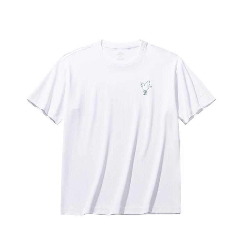 

Anta Comfortable Simple Round Neck Pullover Casual Letter Versatile Breathable Short Sleeve T-Shirt Men Tops Snow-White 152528144-1 2XL