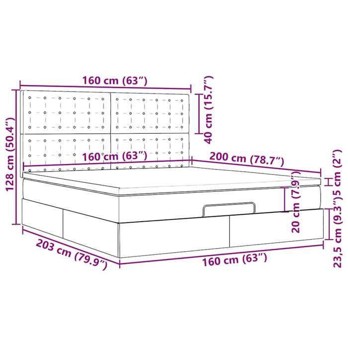 VidaXL Cadre de lit ottoman avec matelas noir 160x200 cm velours, cadre de lit, cadre de lit rembourré, cadre de lit ottoman 3314476