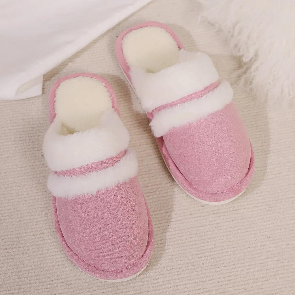 Cotton Slippers Rabbit Hair Women Men Plush Cotton Slippers Home Warm Anti Slip Soft Bottom Floor Comfort Slipper Chanclas Mujer