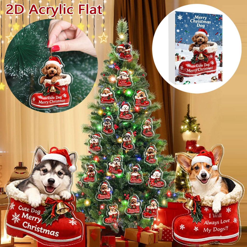 Christmas Dog Advent Calendar 24 Dog Themed Christmas Ornaments Holiday Countdown Calendar Dogs Wearing Red Shoes Perfect For Pet Lovers, Pet Owners
