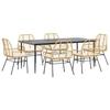 VidaXL Ensemble à manger jardin coussins 7pcs marron rpoly otin verre, ensemble de salle à manger d'extérieur, meuble de 3334462