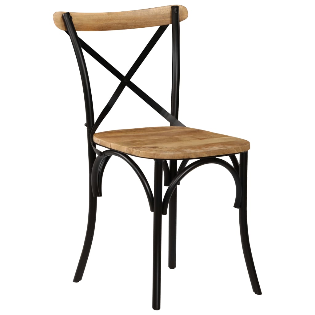 Chairs Cross 4 Pcs Black Solid Mango Wood