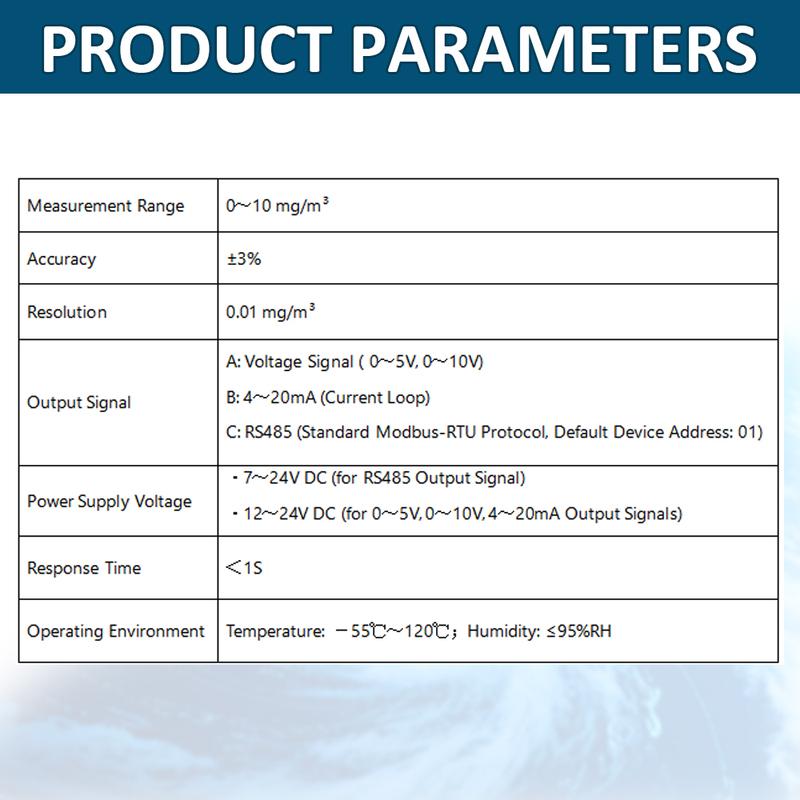 PM2.5 PM10 Air Quality Tester Sensor Module IP65 Smog Particles Concentration Transmitters RS485 4-20mA 0-5V Detection 0-10000ug