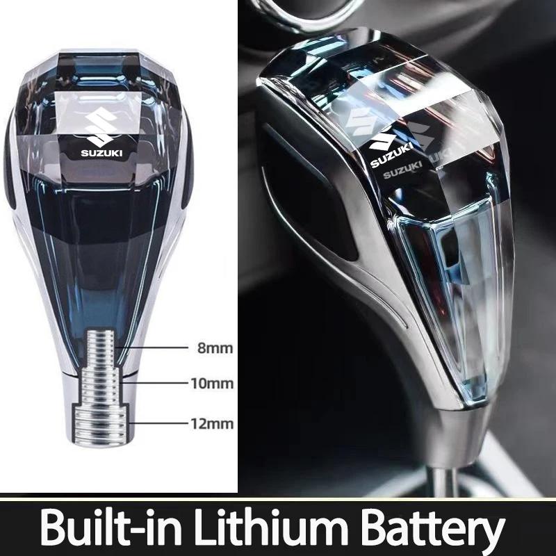 HECQ4 Crystal Car Gear Shift Head LED Illuminated Logo Gear Head for SUZUKI Swift SX4 Jimny Samurai Alto Liana Ignis Grand Vitara