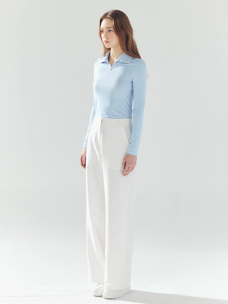 LORDLOAR Cool Slim Zipper Collared T-Shirt S/Blue