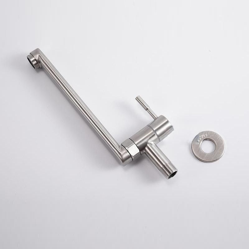 New Design 360 Degree Wall Mounted Steel Cold Tap Single Handle 304 Stainless Steel Kitchen Faucet Sink Extended Spout Mixer Tap