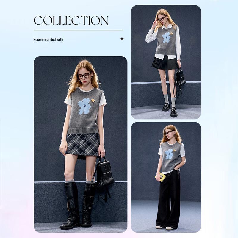 

Sancai 2025 Autumn Floral Knitted Sleeveless Vest L 165/88A