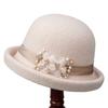 Ladies top hat autumn and winter woolen dome basin hat new curled flower fisherman hat