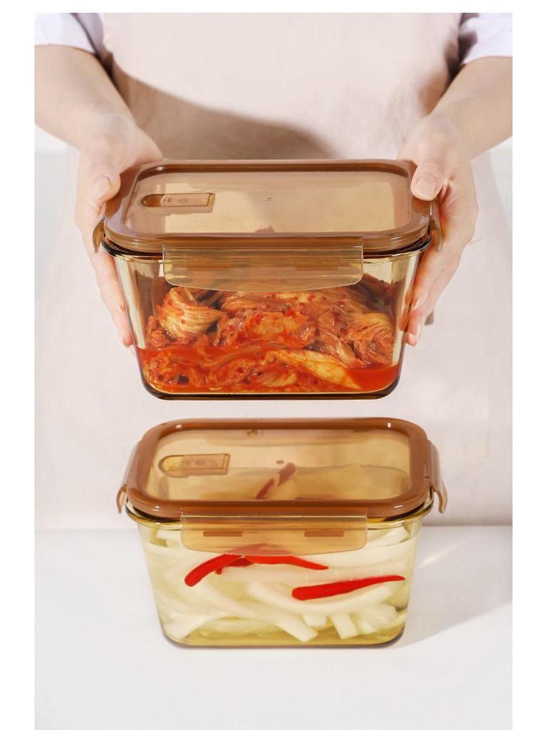 Xilekou Kimchi Box: Large Heat-Resistant Borosilicate Glass Storage for Microwave Use