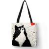 Tote Einkaufstasche süße Katze Druck Frauen Handtasche Leinen Totes mit Print Logo Casual Reisen Strand Taschen