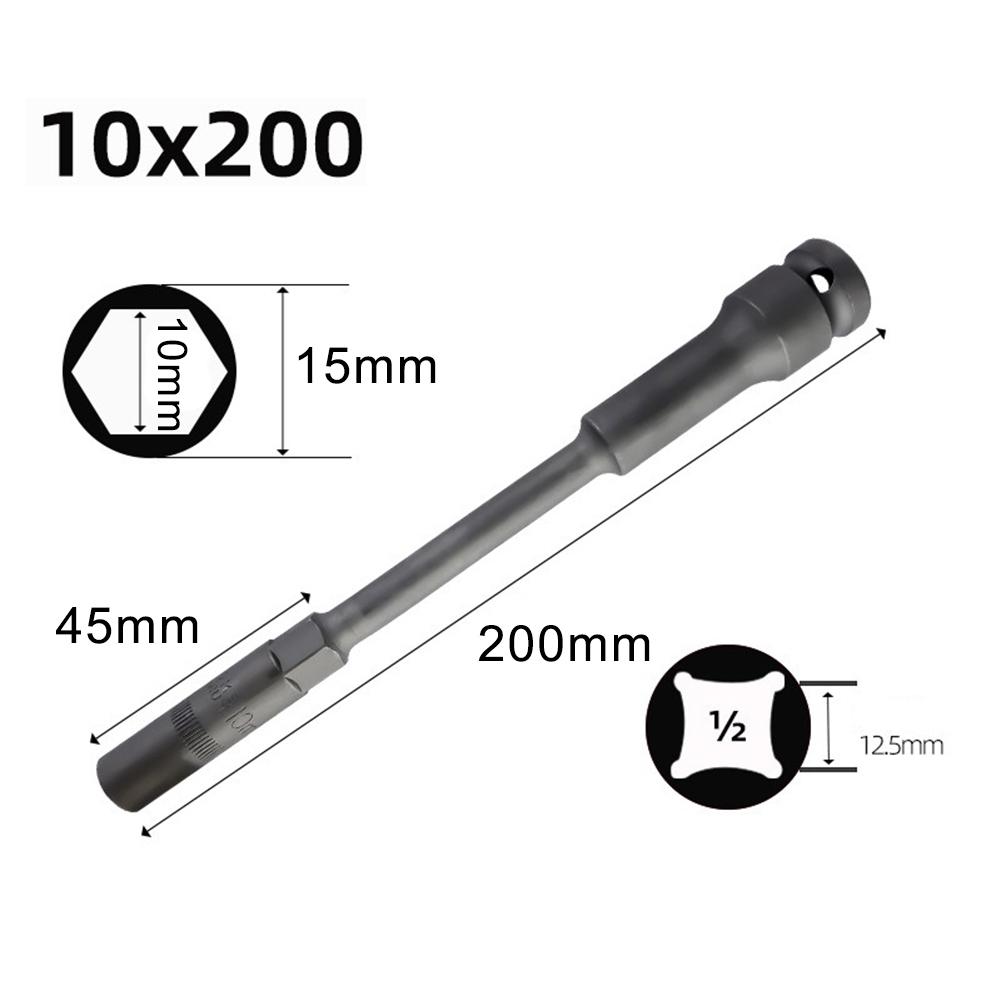 8-19mm Extra Long Socket Hex Nut Socket Wrenches Automobiles Repair Tools 1/2 Interface Wrench Extension Bar Hand Tools