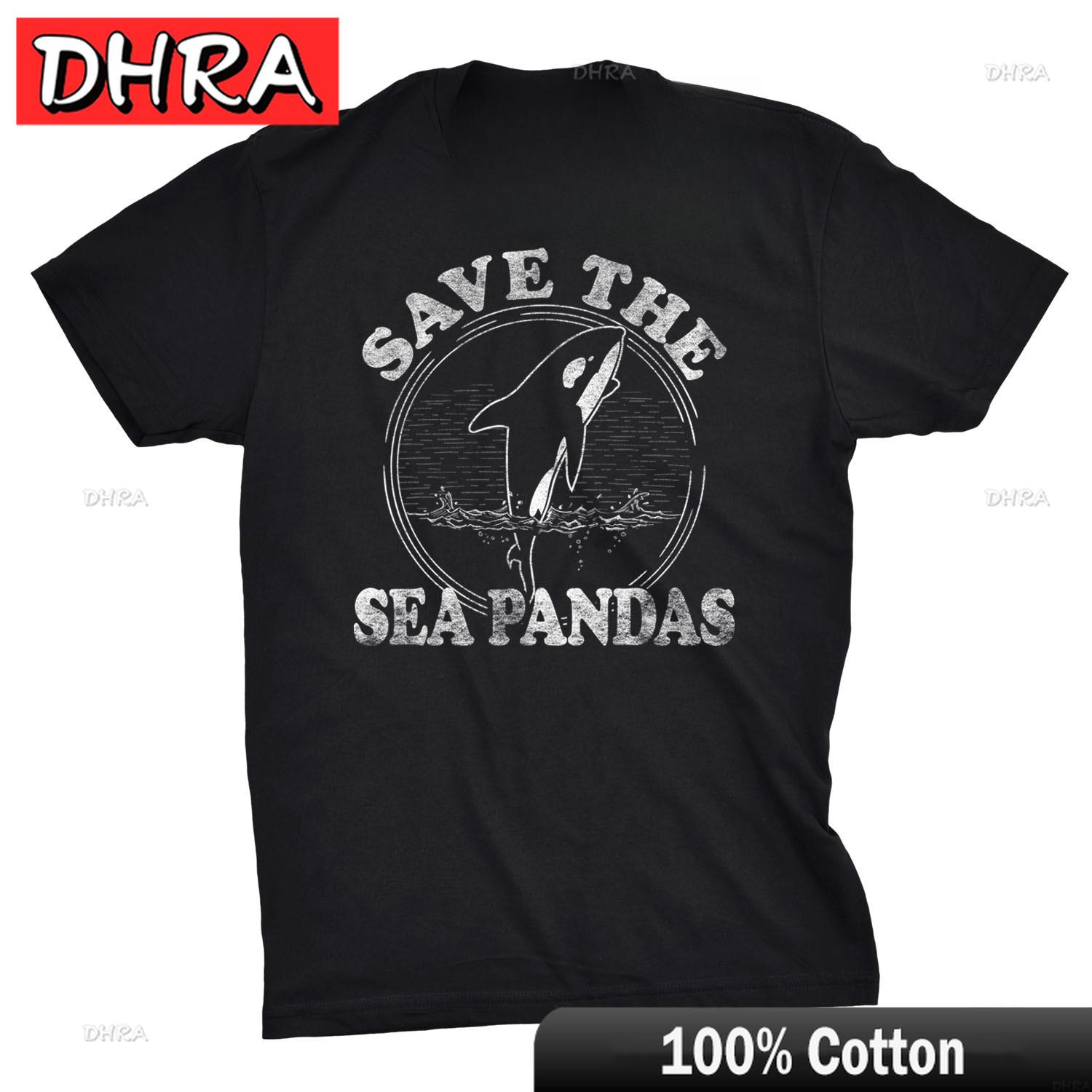 Unisexs Save The Sea Pandas Funny Whale Orca Dolphin Ocean Life T Shirt for Beach Tops Boho Tee Classic Aesthetic T Shirt Cool S