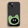 Cute Green Pink Headgear Cat Silicone Phone Case For iPhone 17 16 15 14 13 12 11 Pro Max XS X XR 16E 16 15 Plus 17Air Soft Cover