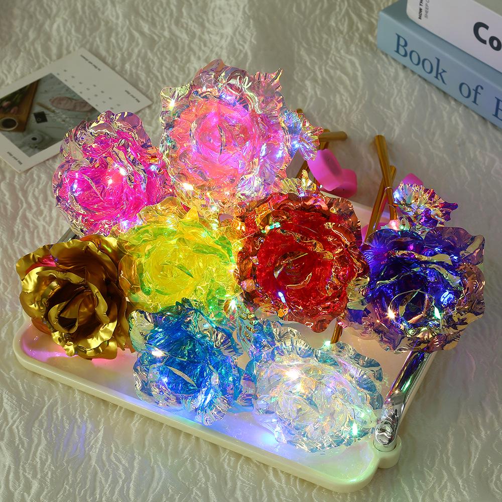 Valentine's Day Gold Foil Heart Rose Lamp - Creative Ornamental Gift