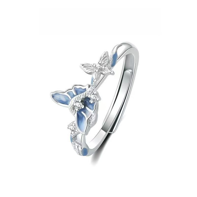 Blue Butterfly Opening Adjustable Ring, Exquisite Fashion Accessories Gift