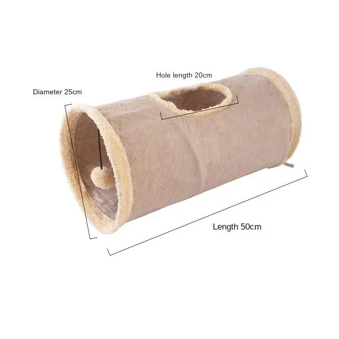 Collapsible Cat Tunnel Suede Fabric Puppy Rabbit Play Chase Hide Tunnel Tube Indoor for Game Exercising Hiding Training Pet Toys