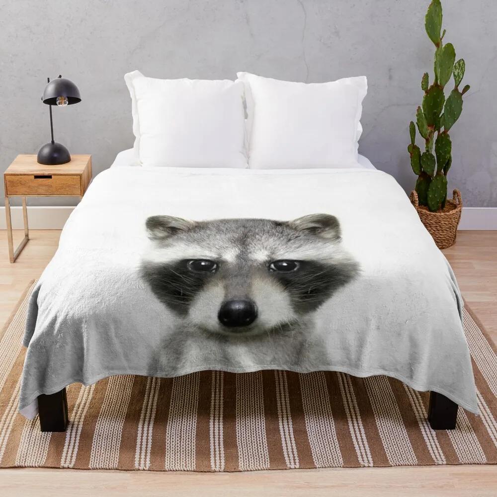 Raccoon Flannel Throw Blanket King Queen Size Cute Kawaii Wild Animals Blanket For Bed Sofa Couch Super Soft Lightweight Warm