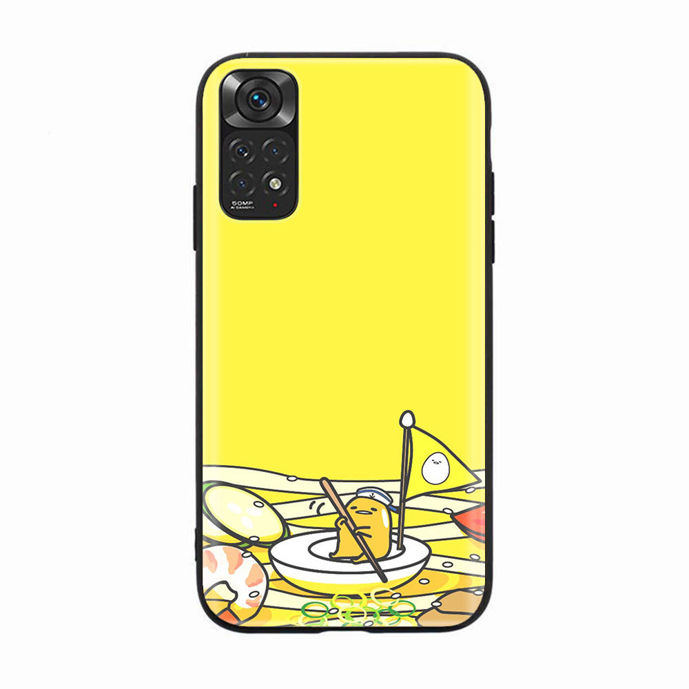 H-2 Gudetama Lady Egg Black Sofe Case for iPhone 16 15 Plus 14 13 Mini 12 11 Pro 8 6 6S SE 5 XR XS Max Realme C30 C33 C32 9I VIVO V29 V27 V23 Y36