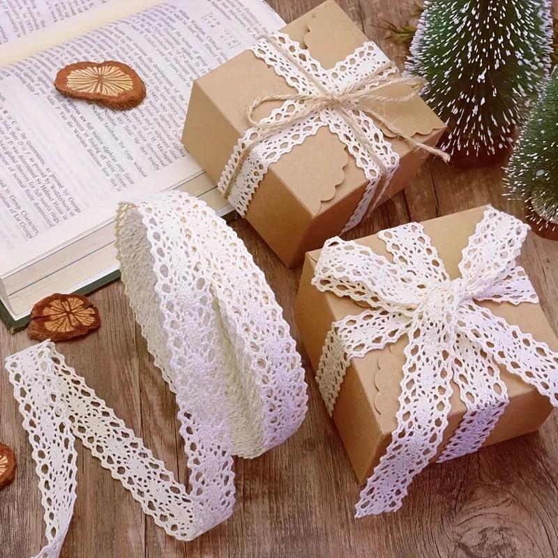 10Yards Beige Fabric Lace Trim Ribbon for Clothing Accessories Bows Ribbons DIY Decorative Ribbons for Fresh Flower Boxes