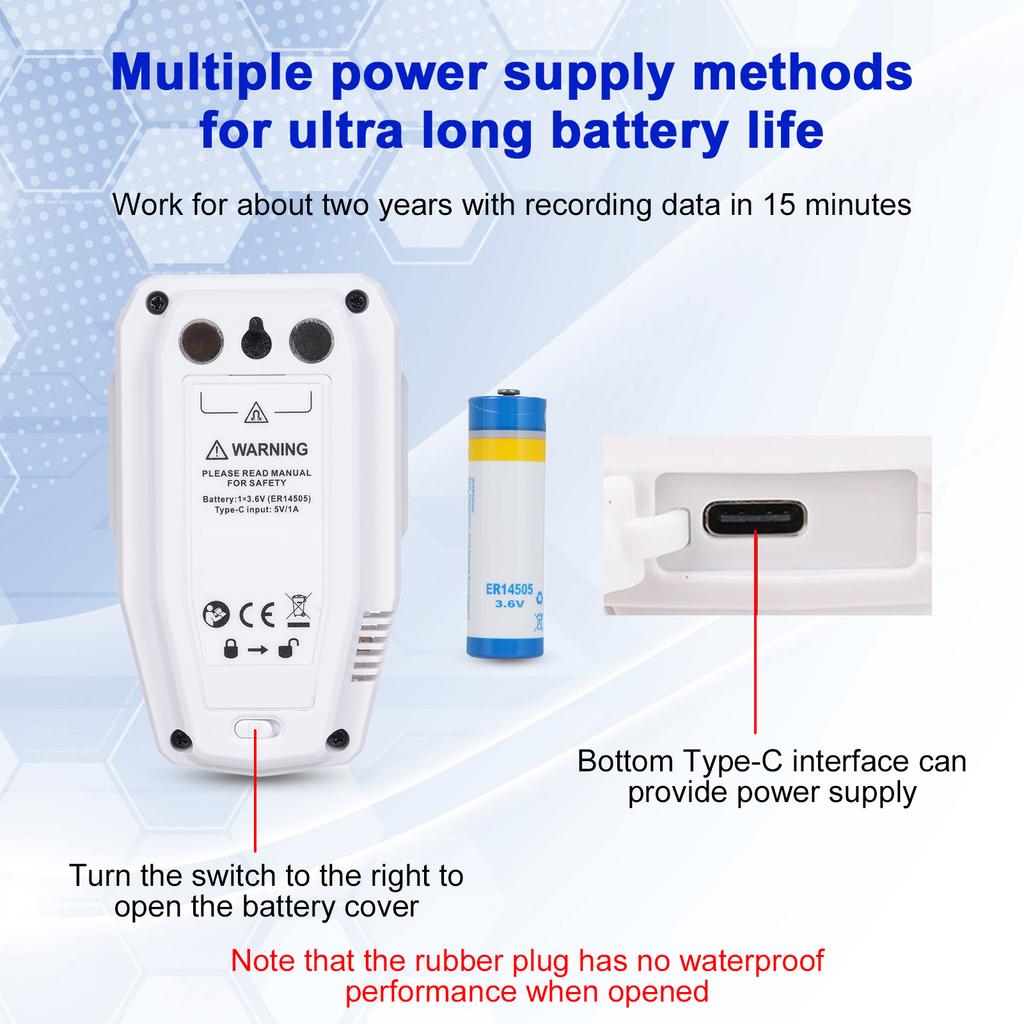 BT Temperature Humidity Data Logger Smart Thermometer Hygrometer 64000 Measurement Data Storage High Precision Sound