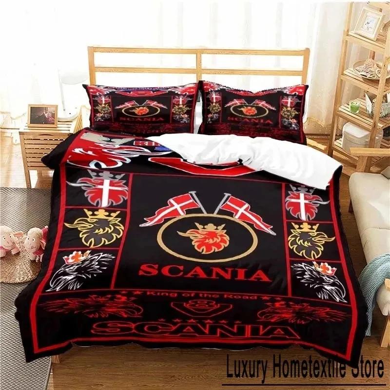 Scanias Truck Logo Bedding Set Boys Girls Twin Queen Size Duvet Cover Pillowcase Bed Kids Adult Fashion Home Textile
