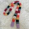 Luochi Knitwear Autumn/Winter Mohair Color Block Stripe Scarf - Unisex Y2K Sweet and Spicy Girl Style