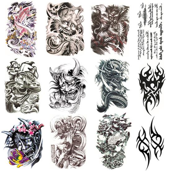 Velké sexy tetování lebky dočasné samolepky na tělo odnímatelná vodotěsná samolepka